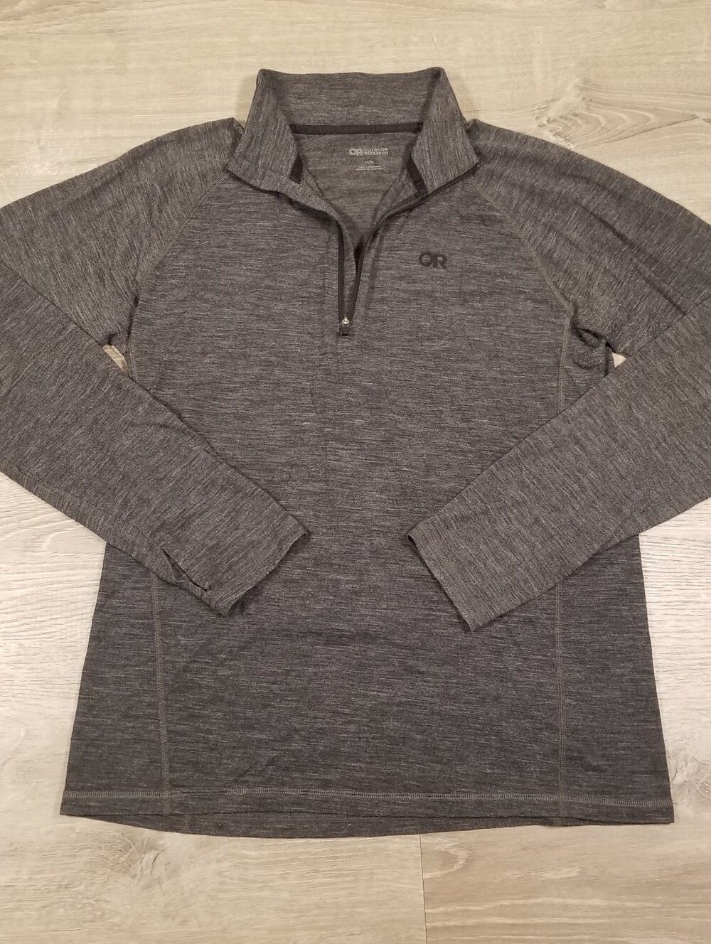 Outdoor Research Mens Gray Quarter Zip Alpine Onset Merino Wool Hiking Casual